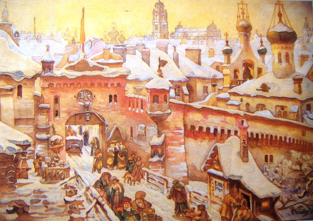 Камараускас Юозас. Реконструкция Спасских (Jšganytojo) ворот. Акварель. 1892 г.Ю.Камараускас был известен своей феноменальной памятью и работоспособностью.  Его работы имеют художественную и историческую ценность. В свои реконструкционные работы он вкладывал романтическую фантазию, но что касалось деталей, он был точен.