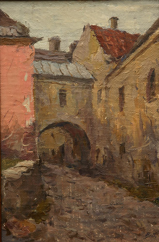 Борисов Вениамин Иванович. "Старый Вильнюс" (1974 г.), 30 х 20. х. / к. / м.