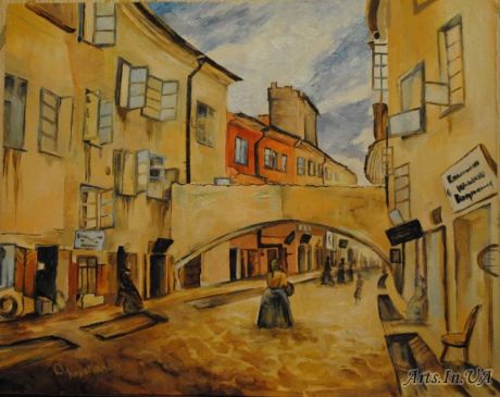 Колисниченко Оля, Одесса. Улочка в Вильно. 40 x 50. Картон, масло. 2010.