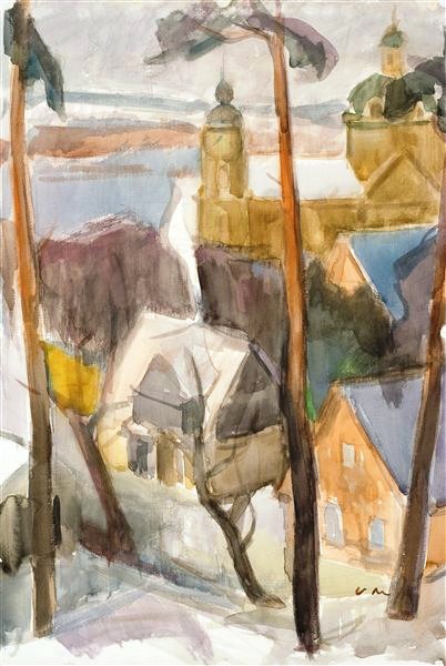 Мацкявичюс Витаутас.  Антокольские мотивы. 1965 г. Акварель.