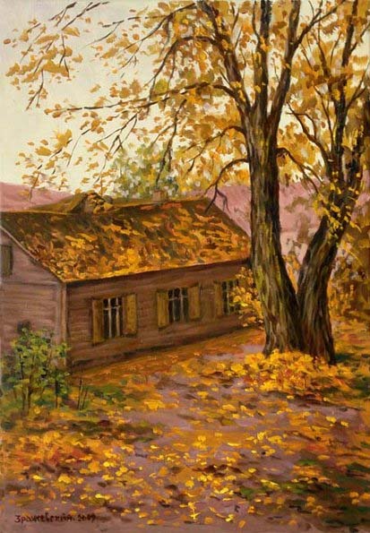 Зражевский Аркадий Александрович.  Старый дворик 2009 Холст, масло, 50 x 35.