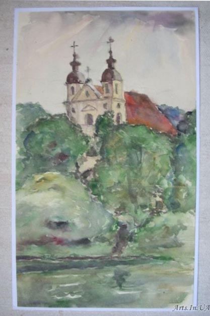 Кондратенко Любовь. "Вильнюс. Давно." 1977 г., 21 x 30. Акварель.