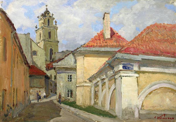 Каманин Сергей Михайлович. Улочки Вильнюса. 1962. Картон, масло.