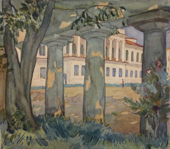 Мендзыблоцкий Адам | (1883-1956). "Fasada ogrodowa Pałacu Prezydenckeigo w Wilnie", 1929.