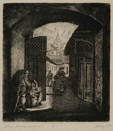 Ролич Станислав | (1913-1997). Ворота на ул. Ятковой, 1940 гравюра, 16,2 x 14,8.