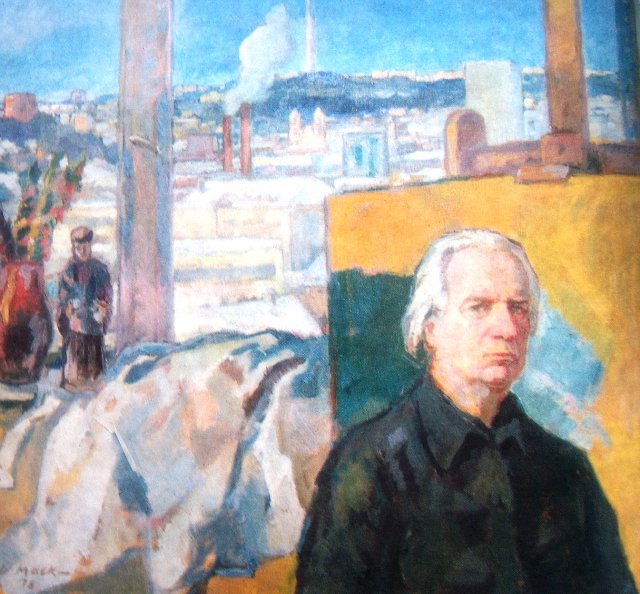 Мацкявичюс Витаутас.  "У окна в мастерской" 1978 г. Автопортрет. Из альбома "Tapyba" 1981. Vaga.