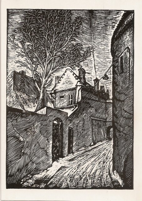 Кузминскис Йонас | (1906-1985). Ул. Таллат-Келпши. Гравюра на кожемите. 1946 г.