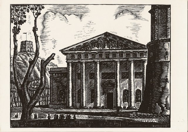 Кузминскис Йонас | (1906-1985). Кафедральный Собор. Линогравюра. 1943 г.