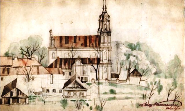 Камараускас Юозас. Вильнюсские Кальварии. Костёл Обретения Святого Креста. 1935 г. Акварель