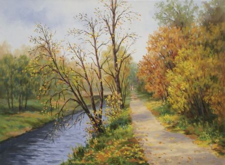 Зражевский Аркадий Александрович. Осенняя тропинка вдоль Вильняле, 2010 год, холст, масло, 50 x 70.