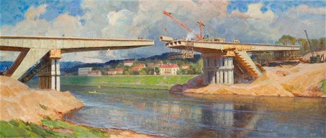 Знамеровский Чеслав | (1890-1977). Строительство моста на Антоколе. 1967 г.