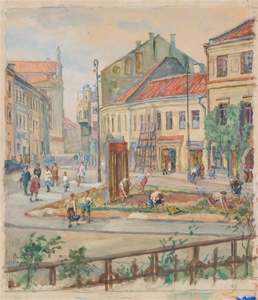 Хволес Рафаель | (1913-2002). Восстановление Вильнюса. 1950 г. Из цикла «Возрождённый Вильнюс».