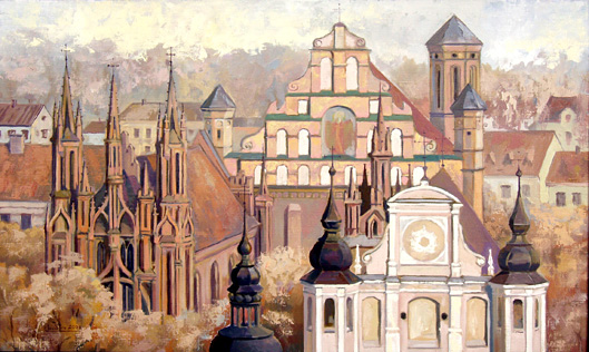 Бабич Сергей. Крыши Вильнюса. 2008. 60 x 100. холст, масло.