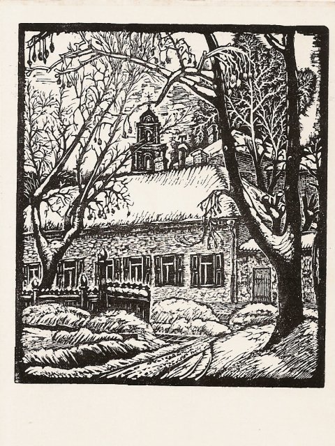 Кузминскис Йонас | (1906-1985). Улица Тесос. Линогравюра. 1956 г.