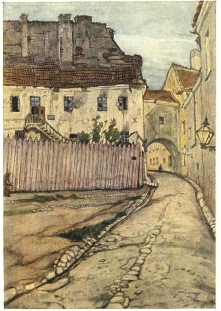 Добужинский Мстислав Валерианович. Улица. Темпера. 1906 г.   И современный вид: