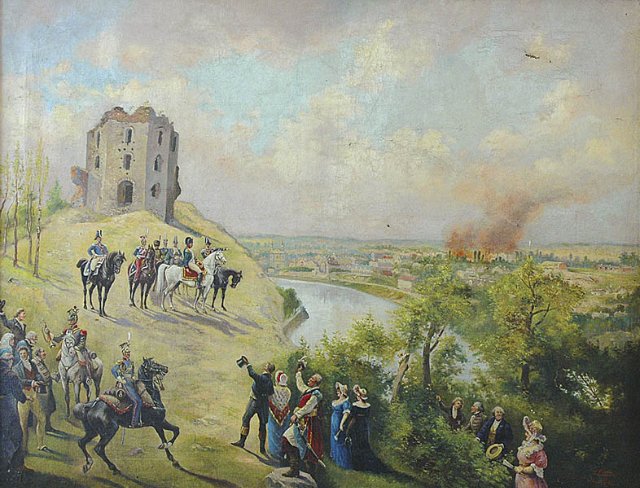 Лещинский Владислав. Вильно, 1928 г. Наполеон возле башни Гедиминаса. Масло, полотно, 101 x 130.