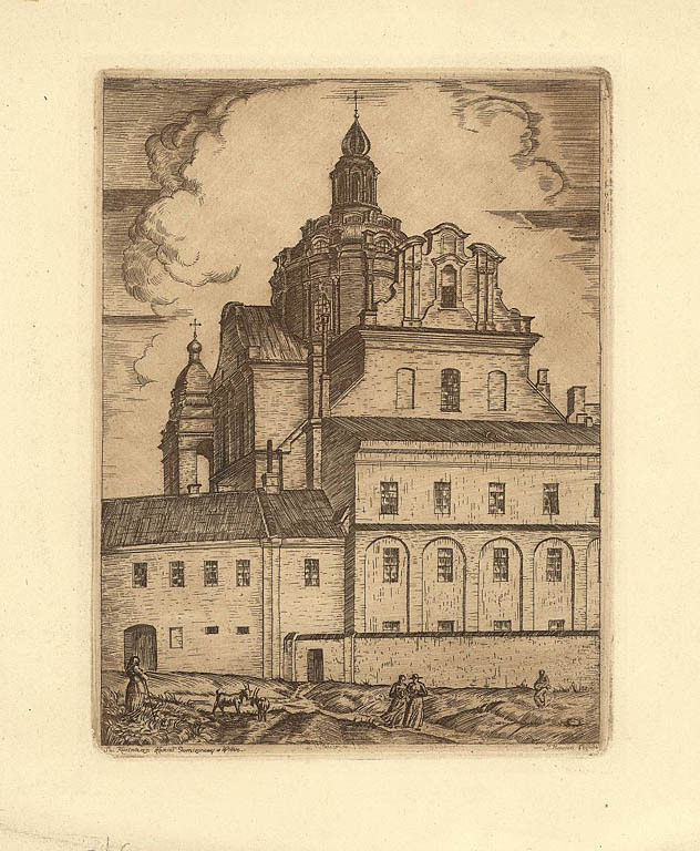 Хоппен Ежи | (1891-1969). Костел Святого Казимира в Вильнюсе, 1924 год. Офорт. Размеры: 210 x 180.