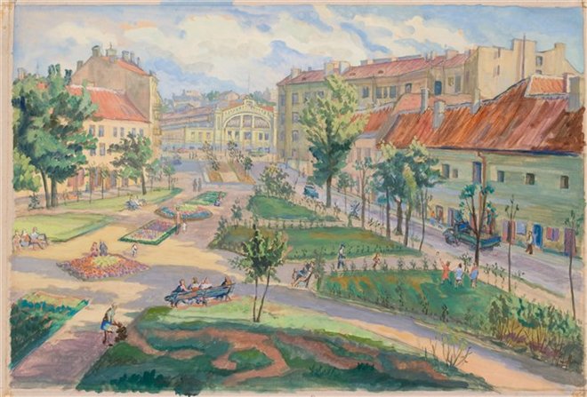 Хволес Рафаель | (1913-2002). Уголок Вильнюса. Из цикла «Возрождённый Вильнюс». 1949 г.