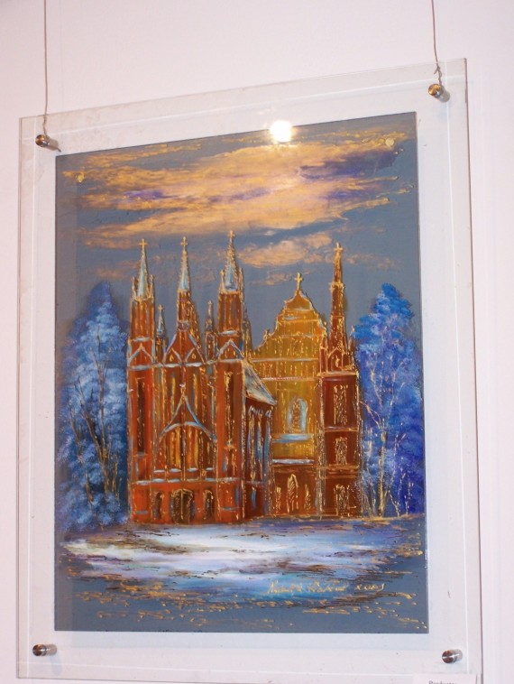 Рябчук Наталия. "Рождественская мелодия". Живопись на стекле.