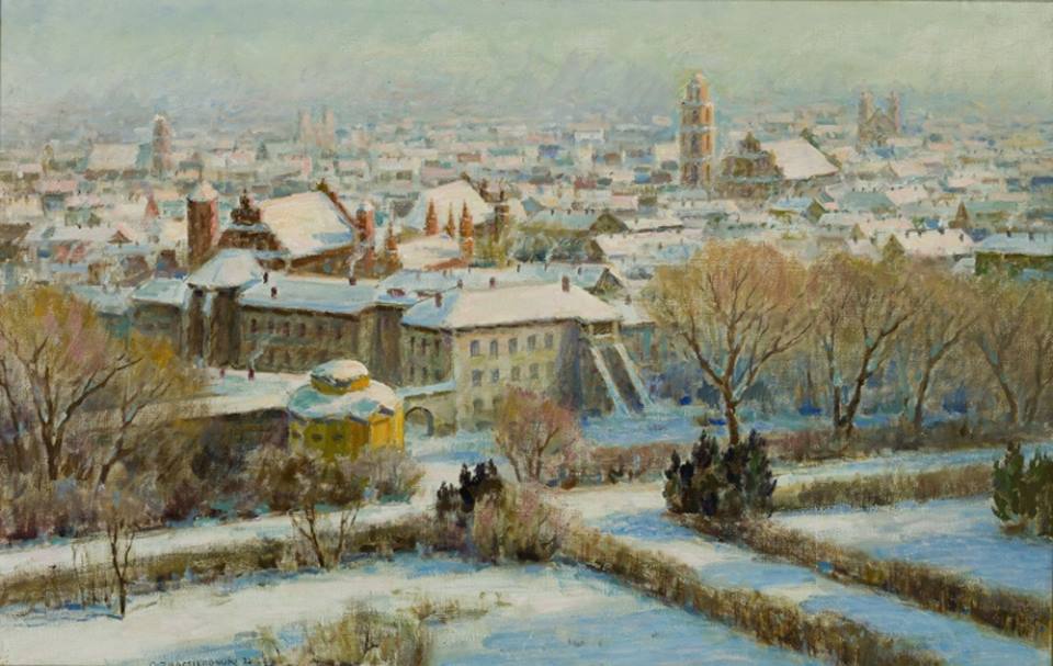 Знамеровский Чеслав (1890-1977). Зимний вид Вильнюса (Сад молодежи). 1973 г.