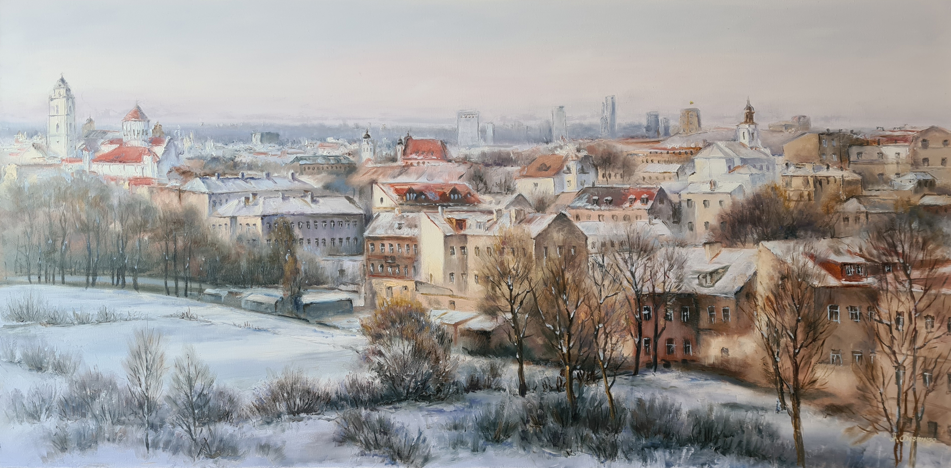 Лысюкас Александрас. Панорама Вильнюса. Зима