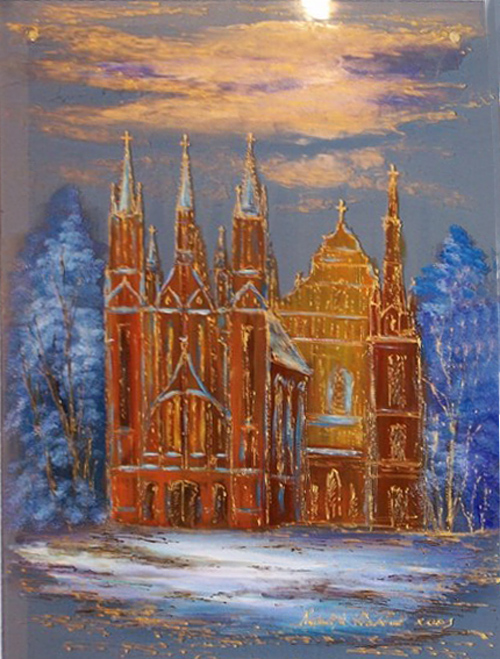 Рябчук Наталия. Рождественская мелодия. Живопись на стекле