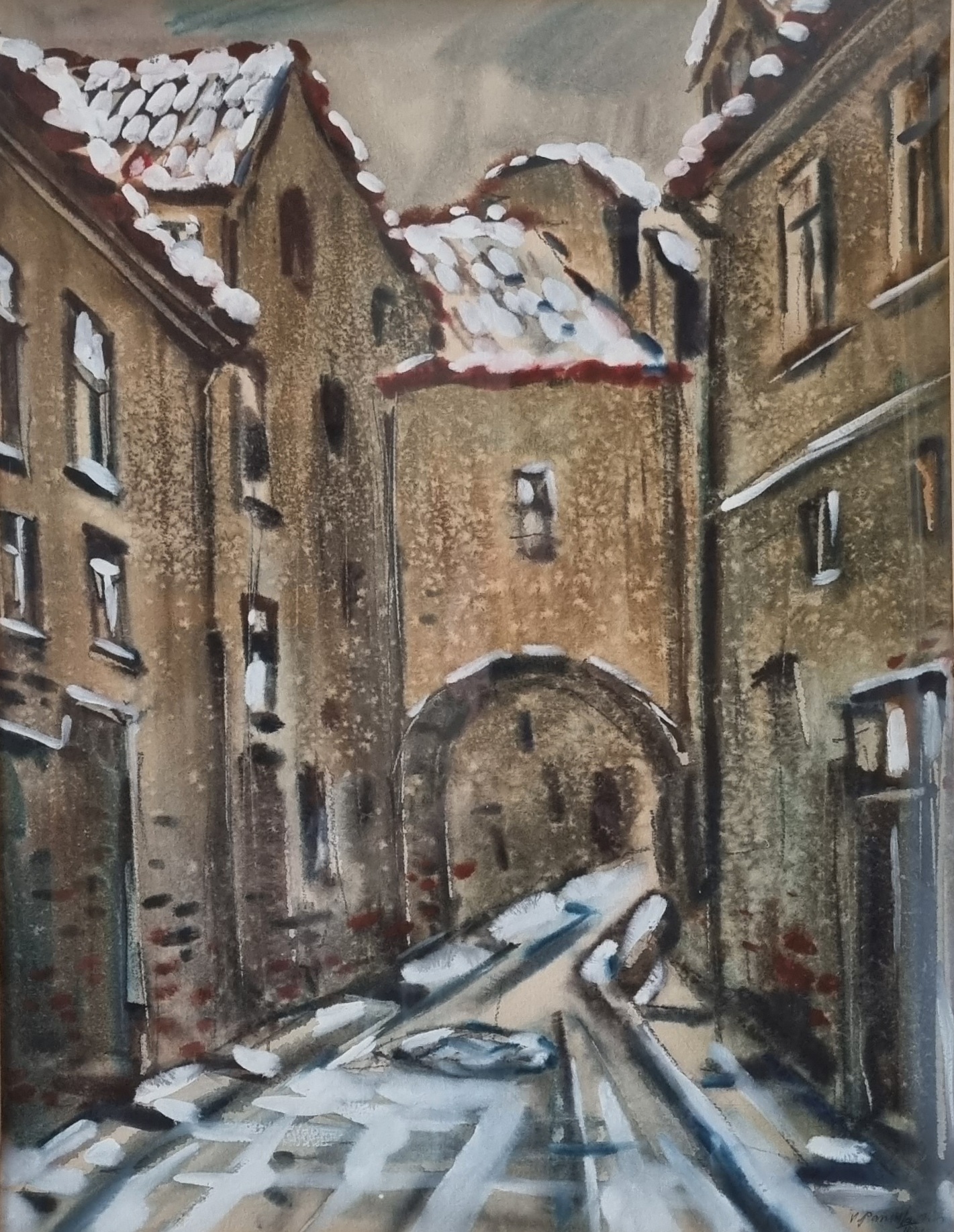 Панасков Владимир. Переулок с аркой зимой