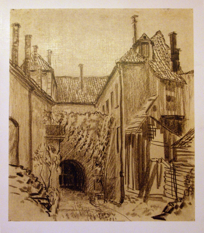 Булака Мечисловас. Двор по ул. Горького со стенами, увитыми диким виноградом 1950 г.