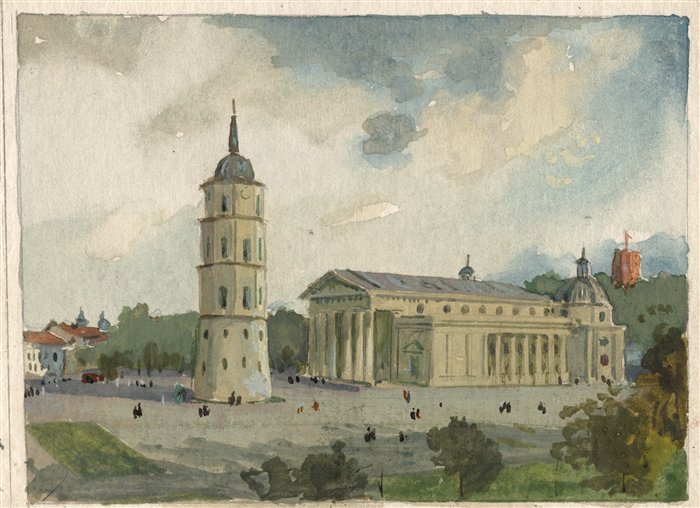 Медведев Иван. Кафедральная площадь. Картон, акварель.