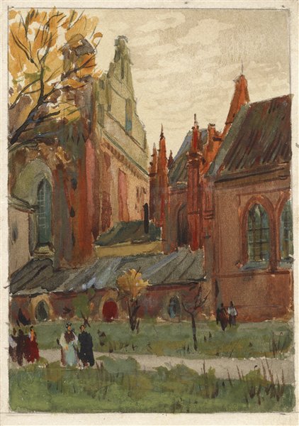 Медведев Иван. Проект открытки. 1957 г. Картон, акварель.