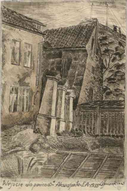 Янушкевич Леокадия. 1935, "Вильнюс. Вход в мастескую".