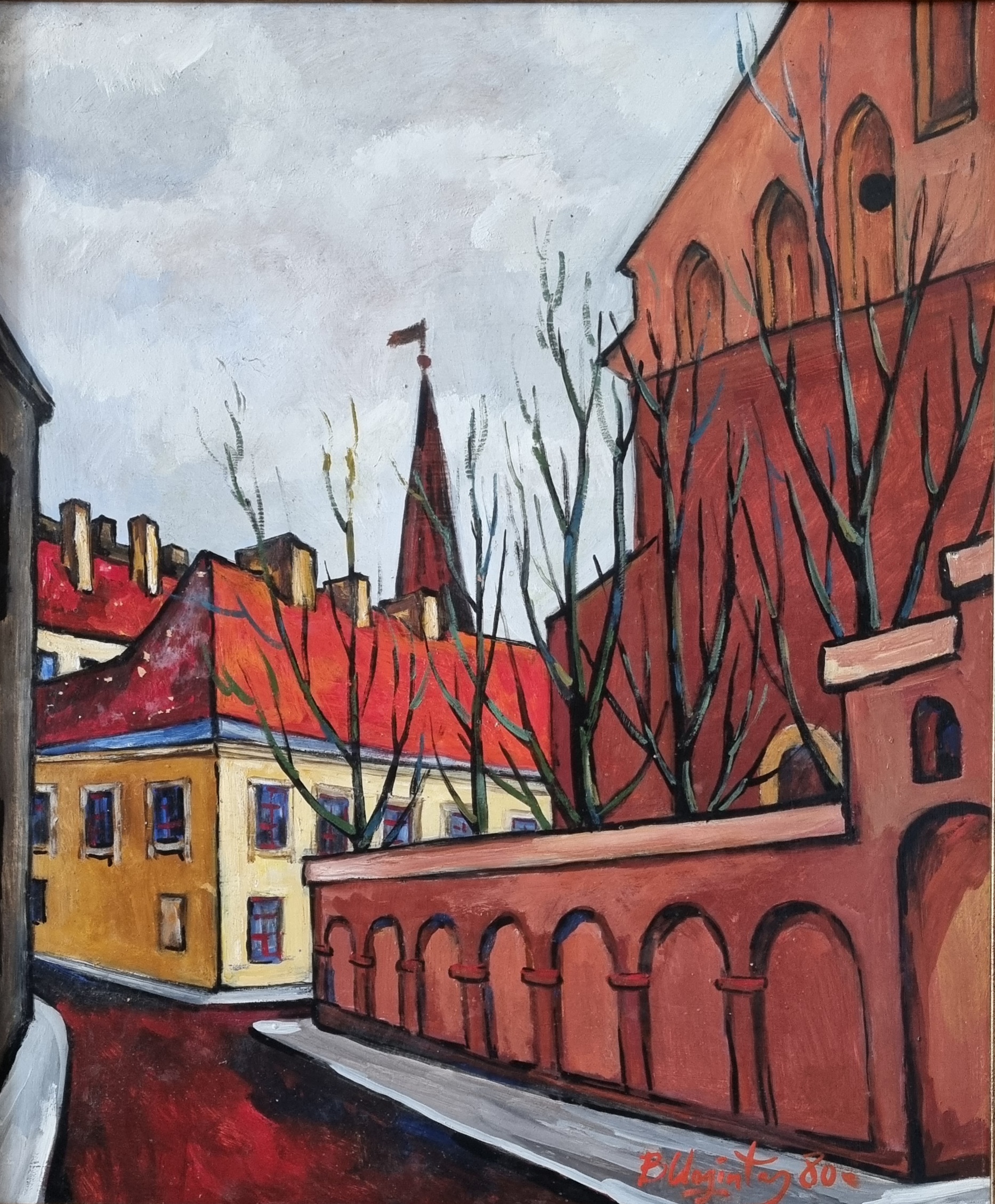 Уогинтас Бронюс. Угол улиц Швенто Микалояус и Пранцишкону. 53 х 64. Картон, масло.