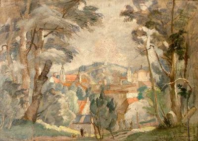 Роуба Михал | (1893-1941). Вид на Вильнюс. 1934, масло. 36 x 50.