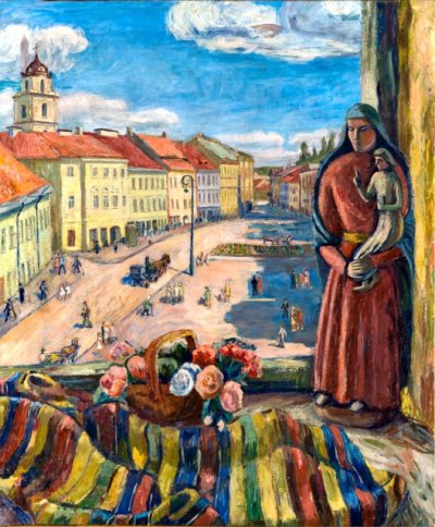 Валешка Адольфас | (1905-1994). Улица Большая из окна Ратуши. 1944 г.