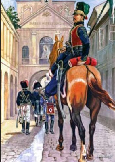 Шишко Марек. Улан татарского эскадрона возле Остробрамских ворот. Рисунок из газеты "Lietuvos totoriai"