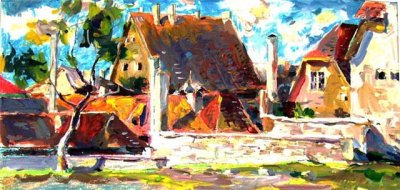 Врублевский Юрий Георгиевич. Ветреный день. 1991. Бумага, акварель. 24 х 60.