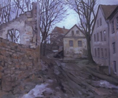 Евтушенко Дмитрий. 2002 год. Холст, масло. Размер 50 х 40. Оттепель. 2002 год. Холст, масло. Размер 55 х 45.