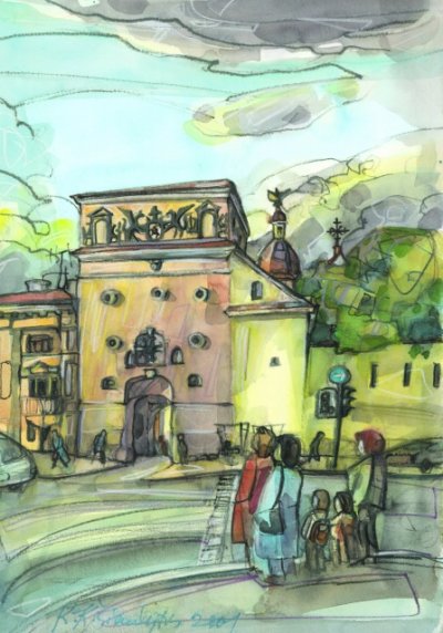 Шяулитис Казис Кястутис. Святые ворота. 2001. Акварель, 42 x 29,7.