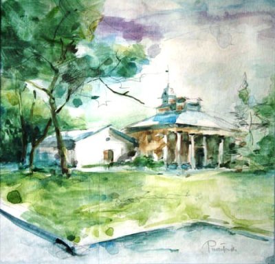 Пшчоловский Ярослав. Дворец в Веркяй. 2000 год. Акварель. 27 x 28.