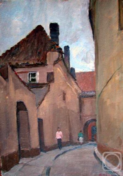 Каманин Сергей Михайлович. Улочка в Вильнюсе. 1970. Картон, масло.