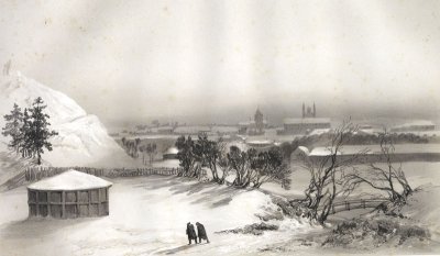 Ловернь Бартелеми. 1840.Три зарисовки Вильны с натуры были сделаны Бартелеми Лаверне в ходе научно-исследовательской экспедиции на Север Европы в 1838-1840 гг.