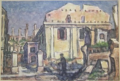 Альперт Наум | (р. 1913), "Разрушенная синагога в Вильнюсе", 1972. Акварель, бумага.