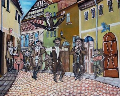 Дрот Александр. "Клейзмеры на виленской улице"А.Дрот – известный художник и бывший житель Вильнюса.