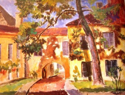 Уогинтас Бронюс. 1962 г. Дворик Вильнюсского университета. Холст, масло. 69 Х 92.