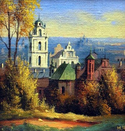 Художник неизвестен. Костелы в Вильнюсе.