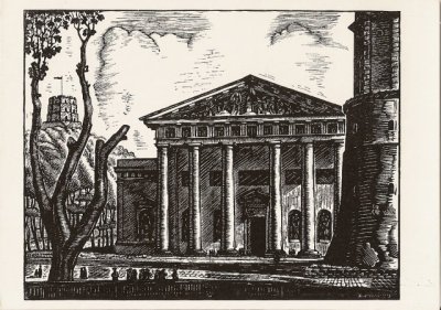 Кузминскис Йонас | (1906-1985). Кафедральный Собор. Линогравюра. 1943 г.