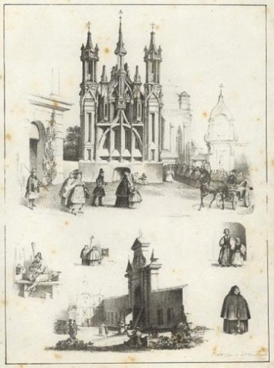 Бахматович Казимир | (1808-1837). Литографии "Воспоминания о Вильнюсе" (1837). Внимательность к силуэтам, моделям одежды и материалов, выдает слабость художника - его интерес к одежде того времени, истории костюма.