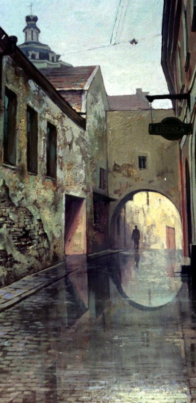 Евтушенко Дмитрий. 2002 год. Старый Вильнюс. 2000 год. Холст, акрил. Размер 75 х 45.