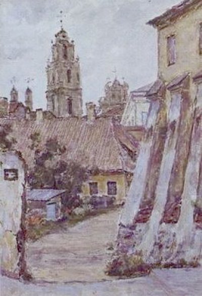 Платонов Анатолий Иванович. Дворик. 1977, к/м, 50 х 35.