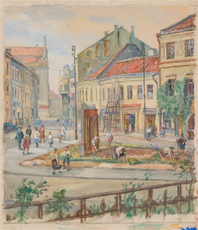 Хволес Рафаель | (1913-2002). Восстановление Вильнюса. 1950 г. Из цикла «Возрождённый Вильнюс».